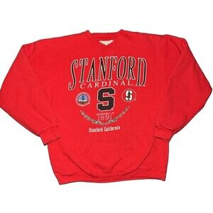 VTG 90s Galt Sand Stanford Cardinal University Crewneck Sweatshirt Red Medium